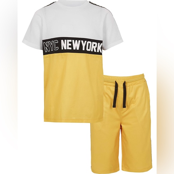 River Island Boys Multicolor 'NYC' Print Mesh Outfit - Picture 1 of 4